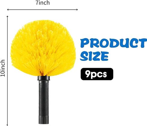 9pcs Twist-on Webster Cobweb Duster Head Brush | Spider Web Remover Brush | Cobweb Duster Head Attachment for Outdoor & Indoor Cleaning | Fits Standard 3/4 inch Threaded Poles (Orange) in Saudi Arabia