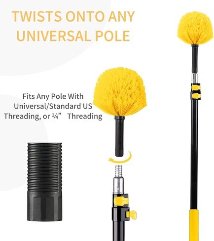 9pcs Twist-on Webster Cobweb Duster Head Brush | Spider Web Remover Brush | Cobweb Duster Head Attachment for Outdoor & Indoor Cleaning | Fits Standard 3/4 inch Threaded Poles (Orange) in Saudi Arabia