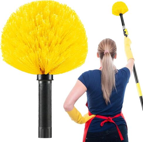 9pcs Twist-on Webster Cobweb Duster Head Brush | Spider Web Remover Brush | Cobweb Duster Head Attachment for Outdoor & Indoor Cleaning | Fits Standard 3/4 inch Threaded Poles (Orange) in Saudi Arabia