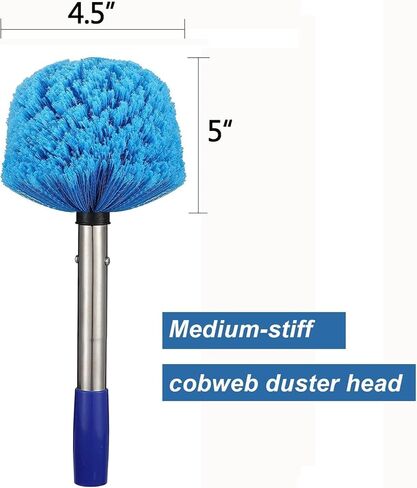 Cobweb Duster with Pole, Stainless Steel Pole Cobweb Brush with Medium - 4ft Stiff Bristles for Walls Beams Shelves Iight Fixtures and Window Screens in Kuwait