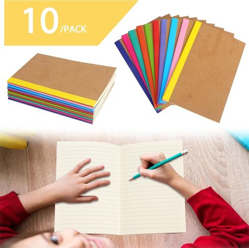 دفاتر ملاحظات Toplive A5 Kraft، 10 عبوات من دفاتر الملاحظات المسطرة بالكلية مع عمود قوس قزح 8.3 × 5.5 بوصة للمدرسة المكتبية in Kuwait