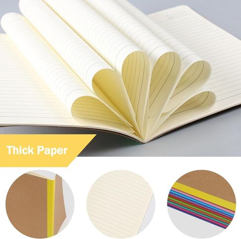 دفاتر ملاحظات Toplive A5 Kraft، 10 عبوات من دفاتر الملاحظات المسطرة بالكلية مع عمود قوس قزح 8.3 × 5.5 بوصة للمدرسة المكتبية in Kuwait