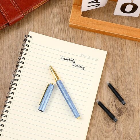 Andibro Fancy Metal Fountain Pen، Fine Nip Pen، Frosted Finish Fountain Pen سباركلي بريق فاخر، قلم خط خفيف الوزن، قلم عمل نحيف للرجال والنساء المكتب (فضي) in Saudi Arabia