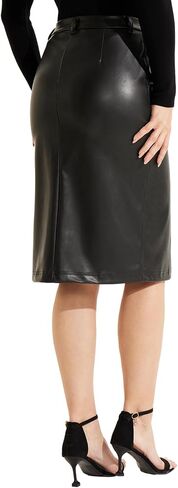 Faux Leather Skirt Midi Pencil Skirt for Women Vintage Skirt for Work in Saudi Arabia