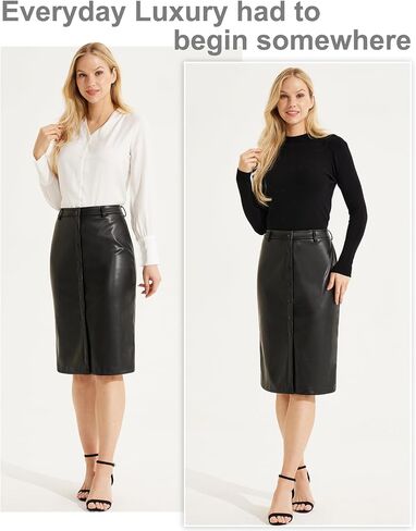 Faux Leather Skirt Midi Pencil Skirt for Women Vintage Skirt for Work in Saudi Arabia