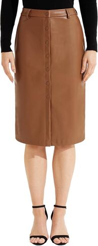 Faux Leather Skirt Midi Pencil Skirt for Women Vintage Skirt for Work in Saudi Arabia
