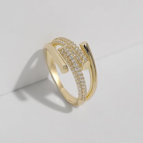 Meissa Thumb Ring for Women 925 Sterling Silver Open Front Ring Hug Ring Handmade Chunky Bands Gold Plated Ring Size Adjustable, Gold in Saudi Arabia