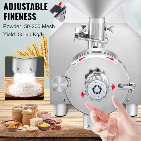 VEVOR Soybean Grinder Commercial Grinding Machine for Spices 3000W Corn Mill Grinder 50-60 KG/H Stainless Steel Corn Grinder Industrial Flour Milling Machine for Pepper Soybean Peanut Herbs Grains in Saudi Arabia