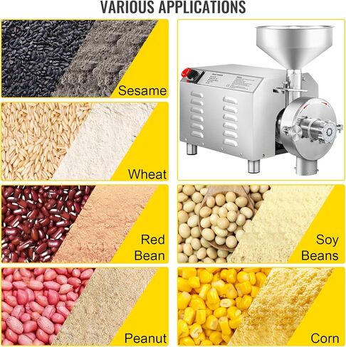 VEVOR Soybean Grinder Commercial Grinding Machine for Spices 3000W Corn Mill Grinder 50-60 KG/H Stainless Steel Corn Grinder Industrial Flour Milling Machine for Pepper Soybean Peanut Herbs Grains in Saudi Arabia