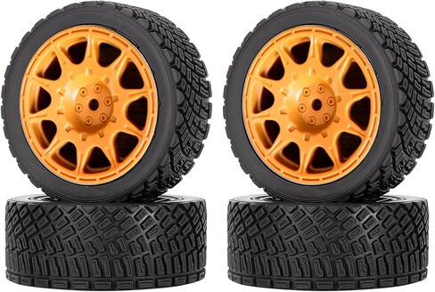 4 قطع 65 مم RC Rally Car إطارات مطاطية وإطارات عجلات بلاستيكية عتيقة 12 مم سداسية لـ 1/10 RC على الطريق الانجراف Rally Racing Car HSP Tamiya Sakura HPI HSP TT02 قطع غيار الشاحنات (10 تكلم-ذهبي) in Kuwait