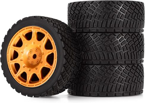 4 قطع 65 مم RC Rally Car إطارات مطاطية وإطارات عجلات بلاستيكية عتيقة 12 مم سداسية لـ 1/10 RC على الطريق الانجراف Rally Racing Car HSP Tamiya Sakura HPI HSP TT02 قطع غيار الشاحنات (10 تكلم-ذهبي) in Kuwait