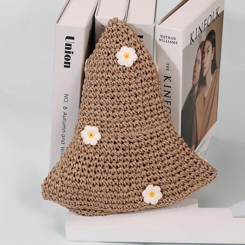 Women Mesh Woven Bucket Hat, Crochet Bucket Hat for Women Beach Hat, Trendy Sun Hat Packable Foldable in Kuwait