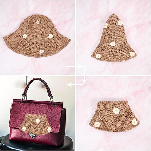 Women Mesh Woven Bucket Hat, Crochet Bucket Hat for Women Beach Hat, Trendy Sun Hat Packable Foldable in Kuwait