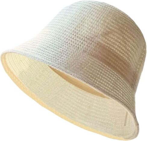 JAZTAKU Women Mesh Woven Bucket Hat, Crochet Bucket Hat for Women Beach Hat, Trendy Sun Hat Packable Foldable in Saudi Arabia