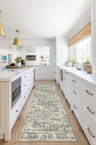 LIVEBOX Green Washable Runner Rug - 2x6 Runner Rug Non Slip Hallway Runner Rug Kitchen Runner Rugs with Rubber Backing, Vintage Floral Soft Long Carpet Runners for Indoor Bedroom Laundry Entryway in Saudi Arabia