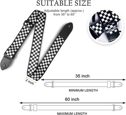 AZOR Guitar Straps for Acoustic Electric Guitar Bass, Vintage Woven Guitar Strap Adijustable with Genuine Leather Ends,Come with Strap Button 1 Pair Strap Locks and 3 Guitar Picks(21030) in Saudi Arabia