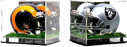 Mini Football Helmet Display Case Stand (2Pack) Box Sports Memorabilia Collectibles (Mirror Platform (2-Pack)) in Kuwait