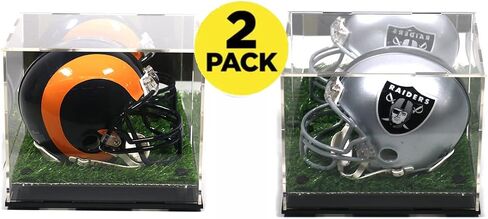 Mini Football Helmet Display Case Stand (2Pack) Box Sports Memorabilia Collectibles (Mirror Platform (2-Pack)) in Kuwait
