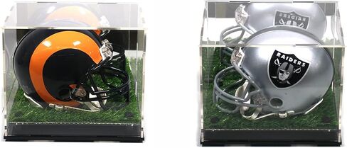 Mini Football Helmet Display Case Stand (2Pack) Box Sports Memorabilia Collectibles (Mirror Platform (2-Pack)) in Kuwait