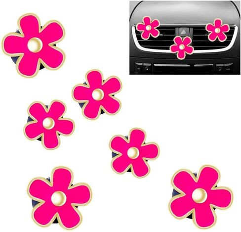 ديزي زهرة الهواء تنفيس كليب الهواء المعطر اكسسوارات السيارات لطيف زينة السيارة للنساء الفتيات (أبيض، أبيض، أبيض) in Kuwait