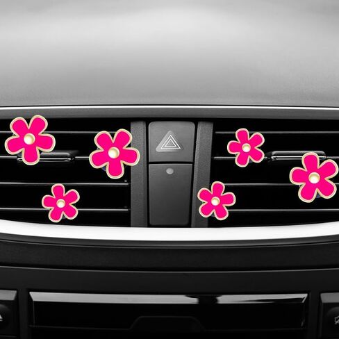 ديزي زهرة الهواء تنفيس كليب الهواء المعطر اكسسوارات السيارات لطيف زينة السيارة للنساء الفتيات (أبيض، أبيض، أبيض) in Kuwait