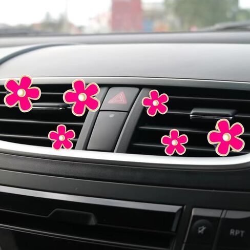 ديزي زهرة الهواء تنفيس كليب الهواء المعطر اكسسوارات السيارات لطيف زينة السيارة للنساء الفتيات (أبيض، أبيض، أبيض) in Kuwait