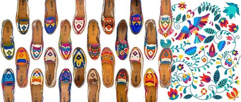 Verbena Ocre Sandal Model - Otomi Huarache - Women 100% Artisan Hand Made | Hand Painted Mexican Leather Hipster Colorful Sandal | Flats | Huarache Artesanal - Hecho a Mano Handcrafted in Mexico (7 US) in Kuwait