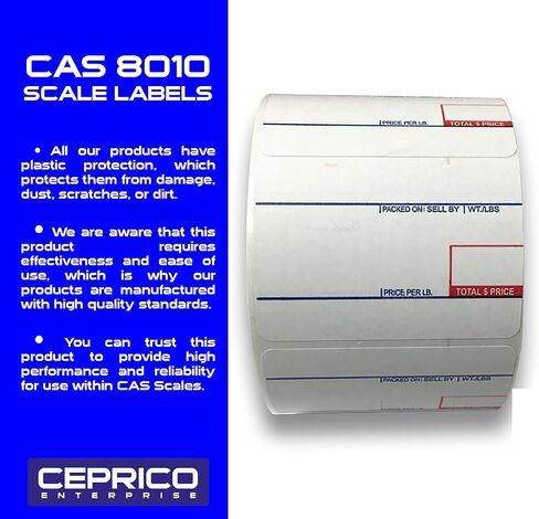 CEPRICO - ملصقات مقياس CAS 8010 | 36 لفة لموازين CAS | ملصق مقياس الطباعة CAS lst-8010 | الجودة للمقياس الرقمي CAS | يو بي سي | كاس ليرة لبنانية 1000 | 700 ملصق للموازين | جربها in Kuwait