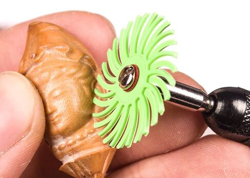 Bestgle 18 قطعة 25 مم/1 بوصة مجموعة متنوعة من الفرش الكاشطة بشعيرات نصف قطرية مختلطة مع 6 قطع مماسك 3 مم للأدوات الدوارة لتنظيف اللمسات النهائية وتلميع إزالة الأزيز، حبيبات 80/120/220/400/600/1000 in Kuwait