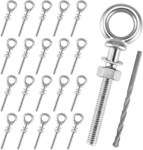 Blulu 20 Pieces 1/4"-20 Eye Bolt 316 Stainless Steel Eye Bolt, Heavy Duty Shoulder Eyebolts Screws with Washer and Nuts in Saudi Arabia