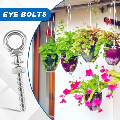 Blulu 20 Pieces 1/4"-20 Eye Bolt 316 Stainless Steel Eye Bolt, Heavy Duty Shoulder Eyebolts Screws with Washer and Nuts in Saudi Arabia