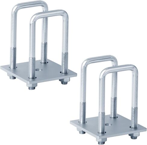 2 Sets Heavy Duty Square U-Bolt Tieplate,Inner Size:2"W x 4-1/4"L Electrogalvanized U-Bolts with 5mm Thickness Washers and Nuts,for Sailboat Trailer Automobiles Trailer Industrial Parts in Saudi Arabia