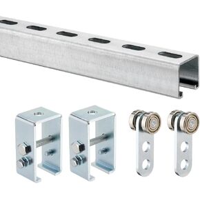 4.75 Feet Strut Channel Trolley Track 1-5/8" 12 Gauge, with Channel Trolley Track Hanger Bracket and 2 Wheel Trolley Assembly Rollers, Pack of 1 Metal Strut Channel in Saudi Arabia