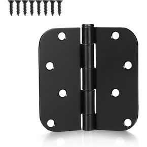KNOBWELL 12 Pack 4" X 4" Matte Black Door Hinges No Squeak Hinges Rounded Square Corner, 5/8 Inch Round Radius Exterior Door Hinge in Black in Kuwait