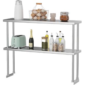 12"x36" Stainless Steel Double Overshelf, 2-Tier Adjustable NSF Shelf for Prep/Work Table, Commercial Restaurant, Kitchen, Garage, Utility Room in Saudi Arabia