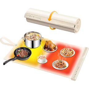 FOHERE Warming Mat for Food, Fast Full Surface Electric Warming Tray with Upgrade Temperature Settings, Food Grade Silicone Nano-Material, 4H Timer, for Buffet Party and Home Daily Use in Saudi Arabia