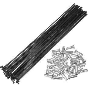 36pcs Bicycle Carbon Steel Spokes 14G Bike Spoke 218mm Length with Nipples for Most Bicycle Black Auto Replacement Parts in Kuwait