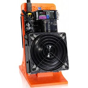 NerdQaxe++ Rev 6.1 Bitcoin Miner، 6 TH/s، حامل برتقالي | استهلاك منخفض للطاقة 100 وات، مراوح صامتة أمامية وخلفية مزدوجة، مصدر مفتوح، وحدة تزويد الطاقة متضمنة، عامل منجم يانصيب منفرد in Kuwait
