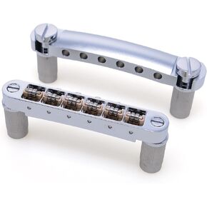 مجموعة جيتار Tune-O-Matic Bridge وStop Bar Tailpiece مع مرساة وأزرار بديلة متوافقة مع جيتار كهربائي LP SG EPI 6 String - كروم غير لامع (كروم غير لامع) in Kuwait