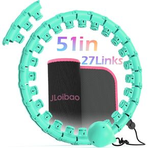JLoibao Weighted Hula Circle for Adults Weight Loss, Infinity Fitness Hoop Plus Size 51 Inch with Sweat Belt, Include 27 Detachable Links and Waist Trainer for Women in Saudi Arabia