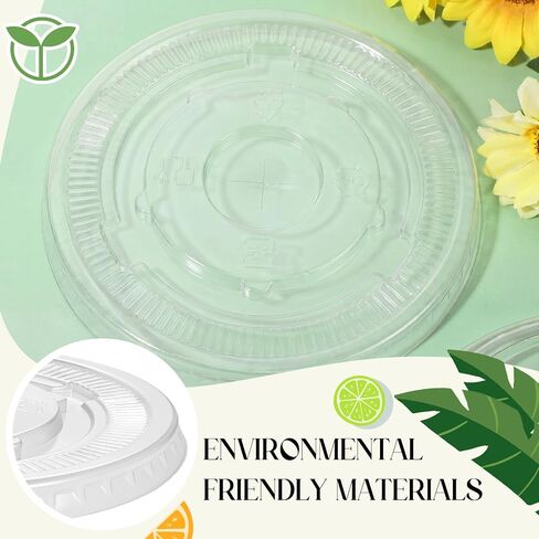 50 Sets Clear Plastic Flat Lids with Straws, Disposable Cup Lids with Drinking Straws Set Fits 12, 16, 18, 20, 24 oz Cups for Iced Coffees, Cocktails, Beverages and Parties in Kuwait