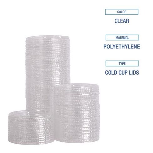 Boardwalk Crystal-Clear Cold Cup Straw-Slot Lids, Fits 9 oz to 10 oz Cold Cups, Plastic, Clear, 1,000/Carton in Kuwait