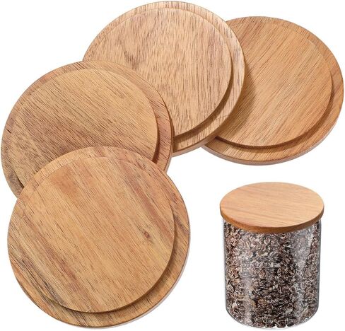 CALLARON 4pcs Wooden Cup Lids, 3. 5inch Reusable Coffee Mug Lids, Heat Retention, Dust Protection, Universal Cup Covers for Drinking, Tea & Drink Glasses, Home, Office, Cafe Use(inner Diameter 3") in Kuwait