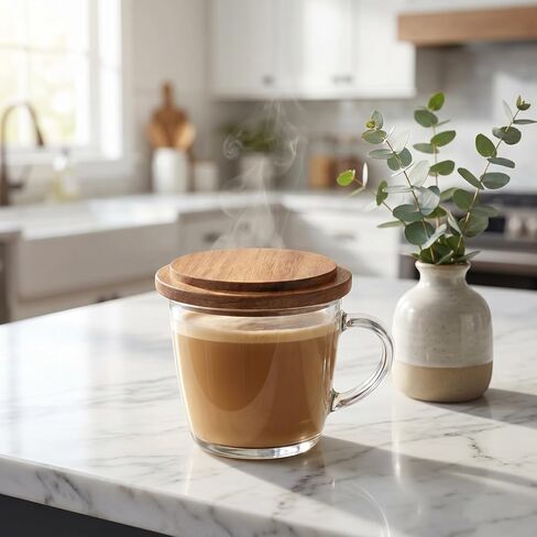 CALLARON 4pcs Wooden Cup Lids, 3. 5inch Reusable Coffee Mug Lids, Heat Retention, Dust Protection, Universal Cup Covers for Drinking, Tea & Drink Glasses, Home, Office, Cafe Use(inner Diameter 3") in Kuwait