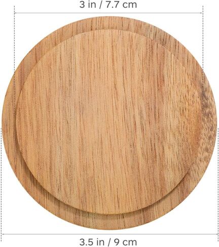 CALLARON 4pcs Wooden Cup Lids, 3. 5inch Reusable Coffee Mug Lids, Heat Retention, Dust Protection, Universal Cup Covers for Drinking, Tea & Drink Glasses, Home, Office, Cafe Use(inner Diameter 3") in Kuwait