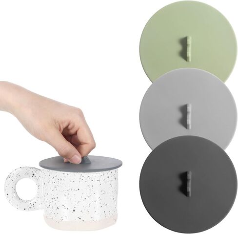 3 Pcs Mug Cover Silicone Coffee Cup Lid Coffee Cup Covers Anti-Dust Airtight Seal Lids Reusable Mug Lid Tea Cups Covers for Steeping Universal for Mugs Tea Cup(Green Black Gray) in Kuwait
