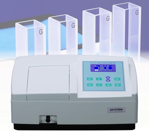 UV-5100B مقياس الطيف الضوئي للأشعة فوق البنفسجية/البصرية أحادي الشعاع 190-1000 نانومتر، عرض النطاق الترددي 2 نانومتر | برنامج كمبيوتر لمقياس الطيف الضوئي المرئي فوق البنفسجي مع تحليل المسح الضوئي والكمي والطول الموجي in Kuwait