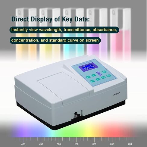 UV-5100B مقياس الطيف الضوئي للأشعة فوق البنفسجية/البصرية أحادي الشعاع 190-1000 نانومتر، عرض النطاق الترددي 2 نانومتر | برنامج كمبيوتر لمقياس الطيف الضوئي المرئي فوق البنفسجي مع تحليل المسح الضوئي والكمي والطول الموجي in Kuwait