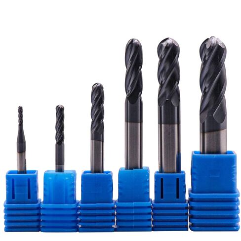 BestParts High Performance 6Pcs Solid Carbide Ball Nose End Mills Set 1/16", 1/8", 3/16", 1/4", 5/16", 3/8" - AlTiN Coated, 4 Flute, 30 Degree Helix, End Mill Bit Set, CNC Router Bit in Kuwait