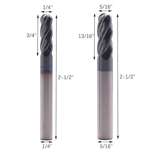 BestParts High Performance 6Pcs Solid Carbide Ball Nose End Mills Set 1/16", 1/8", 3/16", 1/4", 5/16", 3/8" - AlTiN Coated, 4 Flute, 30 Degree Helix, End Mill Bit Set, CNC Router Bit in Kuwait
